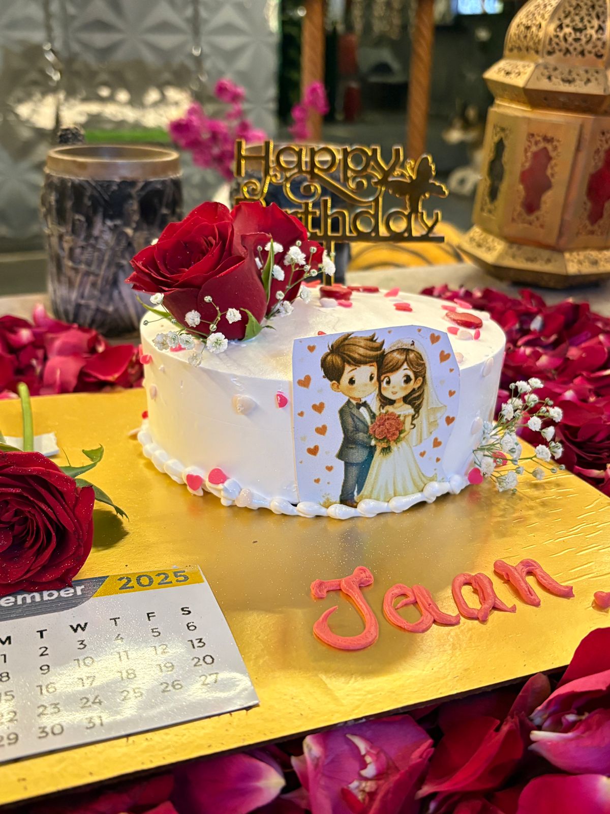 Birthday cake table decoration