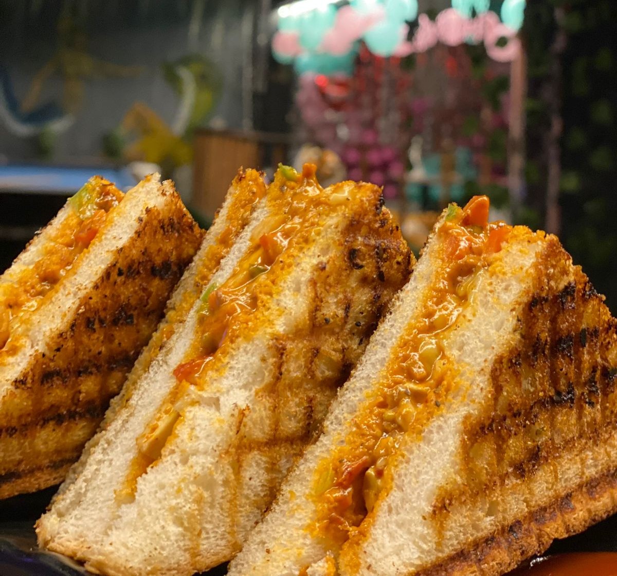 Grilled sandwich served at the cafe